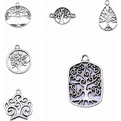 Wecharms bulk charms for jewelry making kit pendant diy jewelry accessories Small Size Round Tree Charms