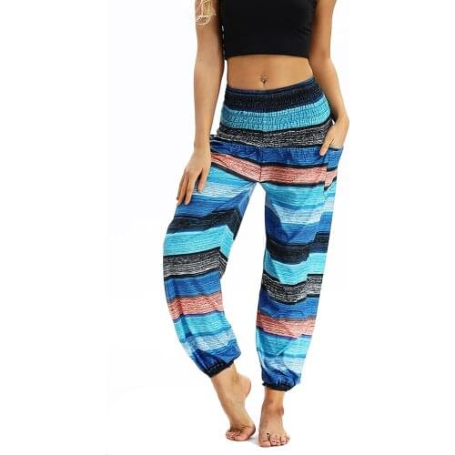 Womens Palazzo Harem Yoga Pants, Loose Casual Beach Trousers Beach Boho Vintage Hippie Bohemian Pilate Trousers