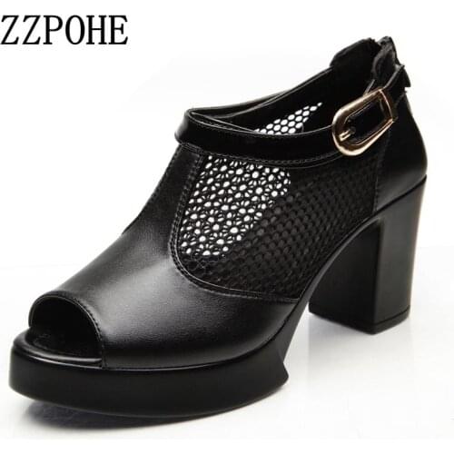 ZZPOHE 2017 Summer shoes new fashion Women large size fish sandals thick woman breathable black work sandals Woman sexy sandals