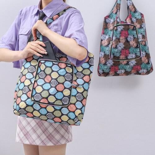 1 Pieces Large Environmental Zipper Waterproof One Shoulder Portable Thickened Foldable Shopping Bag