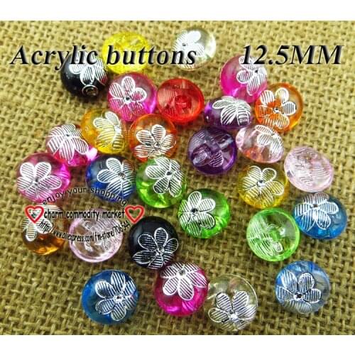 50PCS 12.5MM Flower Acrylic Dyed Ball Buttons Coat Sewing Clothes Accessories Decoration Garment Button A-017-1