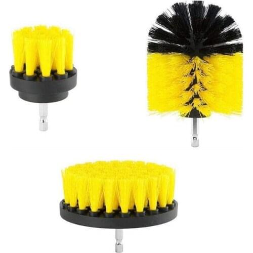 2/3.5/4'' Electric Scrubber Brush Drill Brush Kit Plastic Round Cleaning Brush for Carpet Glass Car Tires Nylon Brushes 3Pcs/Set