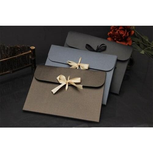 200pcs 24*18*0.8cm bow Kraft paper pocket bag Kerchief Handkerchief Silk scarf packing boxes Envelope box lin4086