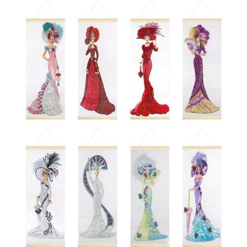 5D Hanging Diamond Painting DIY Noble Lady Partial Special Shape Drill Rhinestone Mosaic Kit Picture Handmade Craft Home Decor