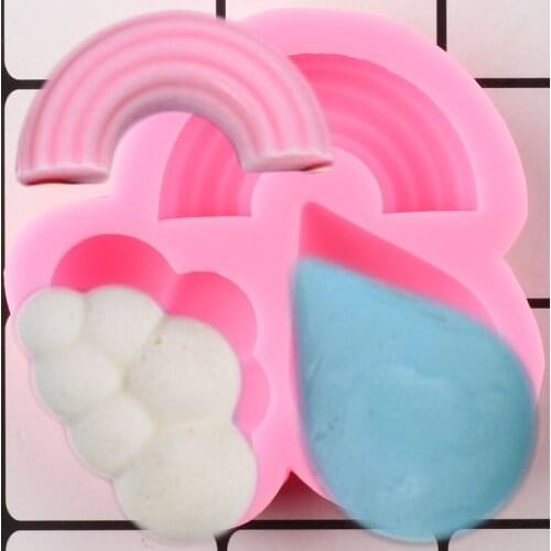 Cloud Rainbow Raindrop Cake Border Silicone Mould Candy Resin Clay Chocolate Molds Cookie Baking Fondant Cake Decorating Tools