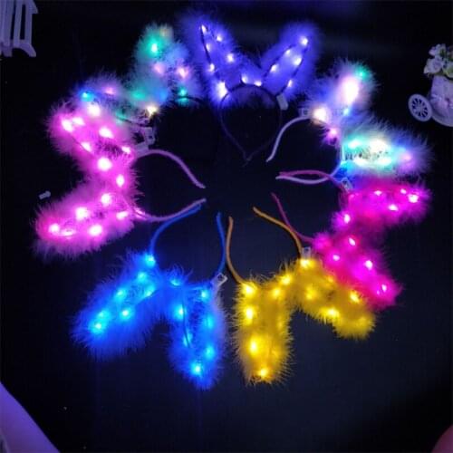 LED Child Adult Hair Holders Cute Rabbit Ears Fashion Cartoon Toy Plush Toy Glow In The Night Birthday Gift Party Supplies