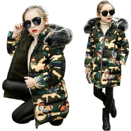 2021 Girls Winter jackets Children Outerwear & Coats Fashion Girls Parka Clothing Thick Hooded Fur Warm Kids Girls Jackets