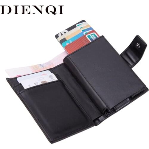 DIENQI Rfid Men Wallets Classic Card Holder Walet Male Purse Money Wallet Zipper Big Brand Luxury Black Leather Wallet For Men