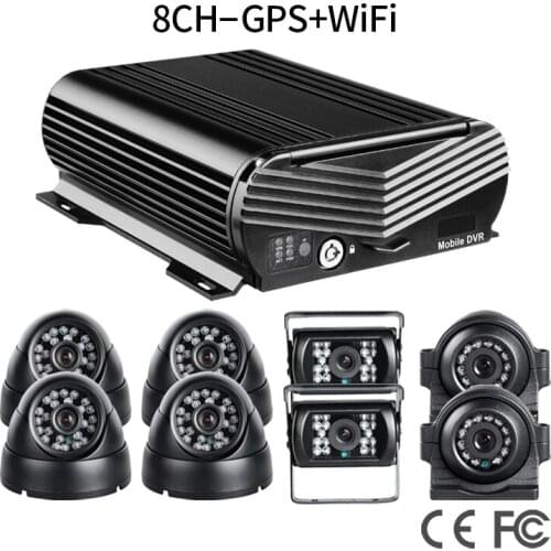 GPS Track Wifi Remote Monitor HDD Save Video 8CH 1080 AHD Mobile Car DVR +8Pcs 2.0MP Truck Bus Cameras Car Dvr