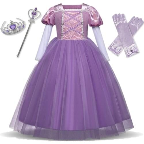 Girls Princess Costume Kids Halloween Party Tangled Dress Up Children Christmas Birthday Party Clothes 4 5 6 7 8 9 10 Years