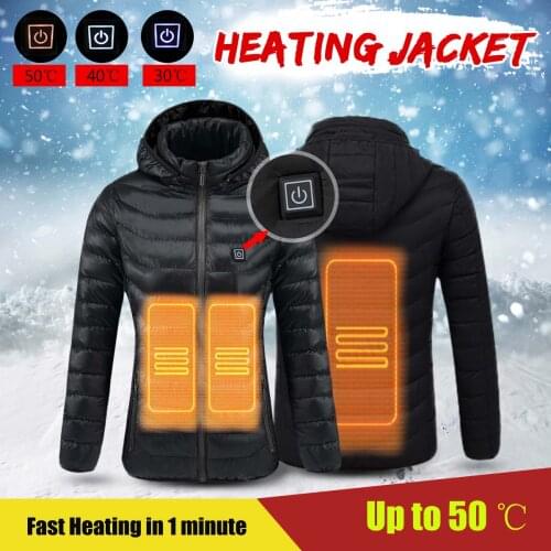 Waterproof Heated Jackets Winter Warm USB Heating Jacket Outdoor Sports Thermostat Coat Hooded Hiking Camping Skiing Clothing