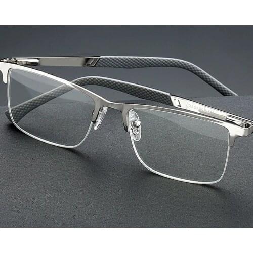 May Flower Reading Glasses Men Anti-blue Light Metal Half Frame Presbyopia Eyeglasses Frame Men‘s Bussiness Computer Eyewear +2