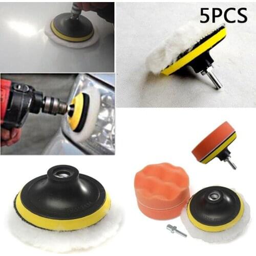 5Pcs Buffing Pad Set Thread 3 inch Auto Car Polishing pad Kit for Car Polisher + Drill Adaptor M10 Power Tools accessories