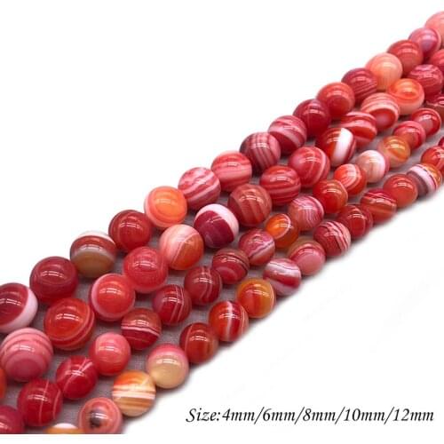 Natural Stone Deep Red Veins Loose Beads Round Carnelian DIY Beaded for Women Jewelry Making Bracelets Necklaces J123
