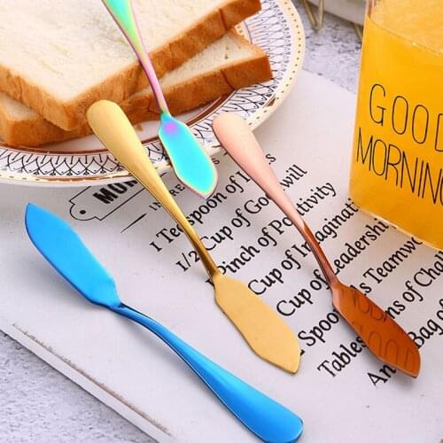 Stainless Steel Butter Knife Cheese Dessert Jam Spreaders Cream Gold Black Rose Gold Knives Western Cutlery Breakfast Tool 1Pcs
