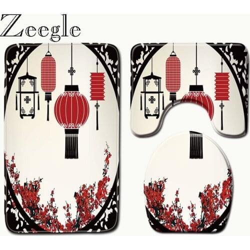Zeegle Non Slip Shower Mat Microfiber Rug Washable and Absorbent Soft Shower Mat Toilet Carpet Shower Carpet 3 pcs Small Rugs