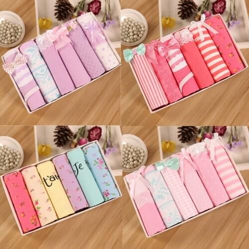 New Girls Underwear 6pc/lot lace lovely navy panties Bow Low Waist Briefs Young Girl teenagers underpants children students