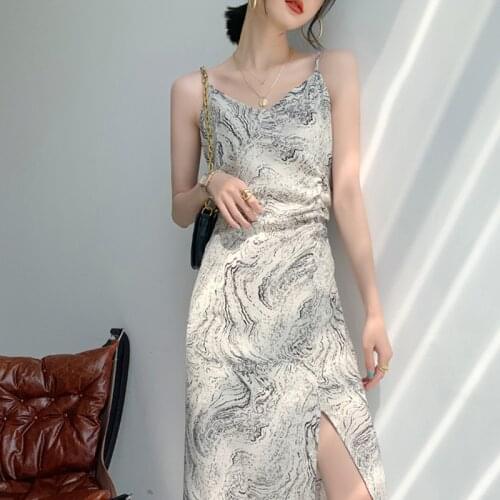French bellflower dress female summer plus size slim high-quality suspender long dress sexy dress women Ruffles