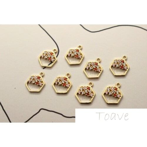 Copper plated 18K real gold copper inlaid color water drill pendant DIY Earrings material accessories