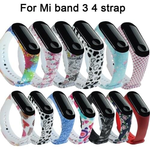 For Xiaomi Mi band 4 band 3 Smart Watch Flower Printed Bracelet Wristband Accessories Colorful Graffiti style Strap Watchband