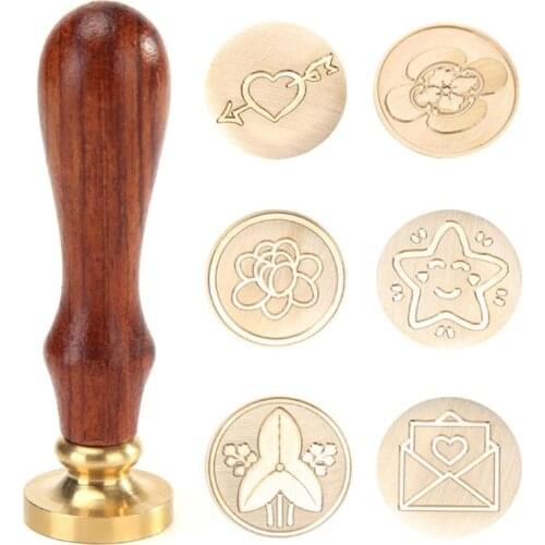Retro Star Love Pattern Fire Paint Seal Wax Seal Stamp Head Wooden Handle Set For Wedding Invitation Antique Stamp Gifts