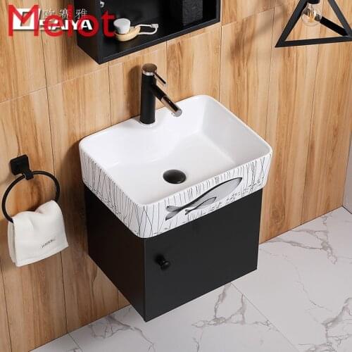 Nordic black wash basin cabinet combination wall-mounted bathroom cabinet mini simple wash basin cabinet