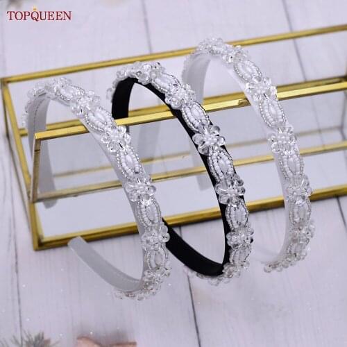 TOPQUEEN S382-FG Personality Baroque Full Pearl Crystal Headband Hand Made Headband Hair Hoop for Bridal Wedding Party Prom