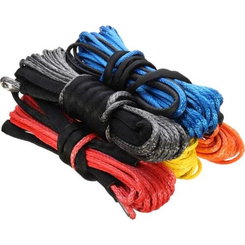 15m 5mm/5.5mm/6mm Towing Winch Cable Rope String Line Synthetic Fiber 5500lbs/7000lbs/7700lbs For Jeep ATV UTV SUV 4X4 4WD
