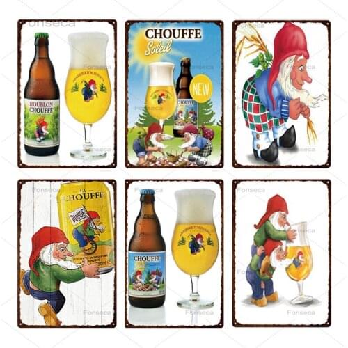 Retro Pub Bar Club Wall Decoration Beer Wine Metal Signs Music Pub Wall Art Tin Plates Poster Belgian Beer Bottle Iron Painting