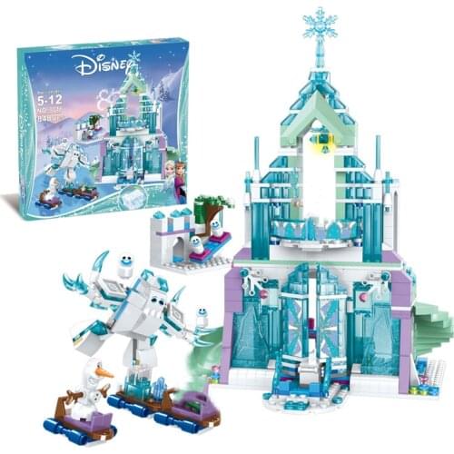 Disney Princess Frozen Elsa Anna Magical Ice Castle Set Stacking Building Blocks Bricks The Best Educational Toys For Girls