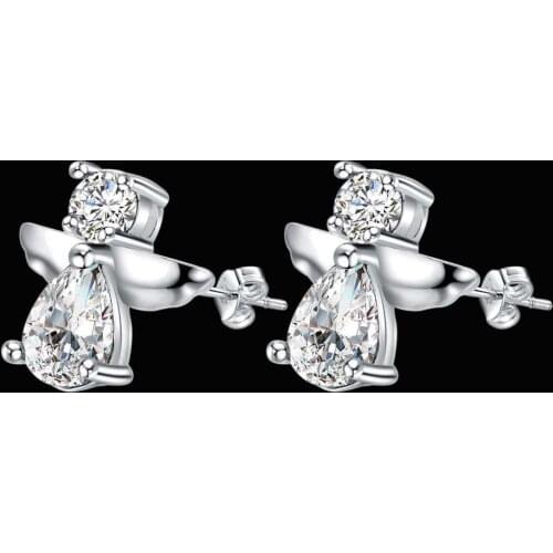 Crystal Classic Silver Color 925 Jewelry Earrings For Women Wholesale Free Shipping Christmas Gifts Fashion Jewelry Angel