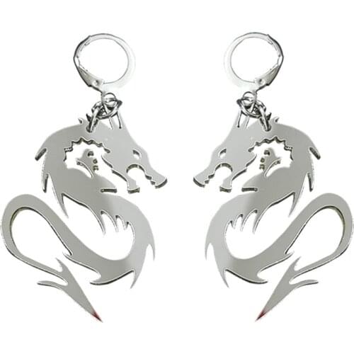 Punk Silver Color Dragon Acrylic Drop Earrings For Women Girl Exaggerated Cool Long Dangle Earrings Fashion Party Jewelry Gifts