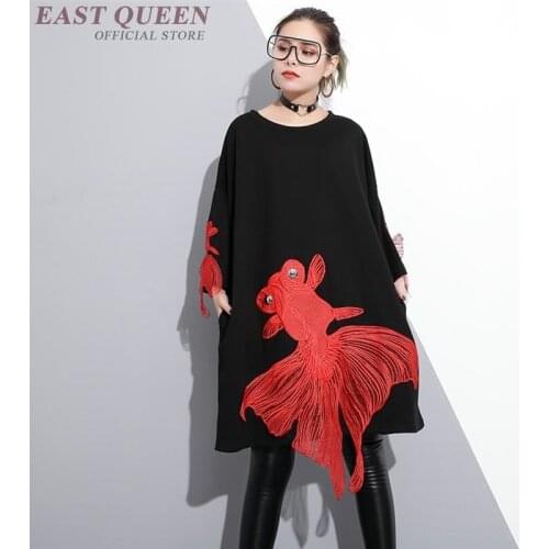 Spring loose women streetwear pullover tops wrist sleeve animal appliques o-neck plus size women tops clothing AA3434 F