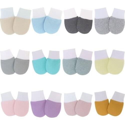 1 Pair Baby Anti-scratch Soft Cotton Gloves Color Matching Newborn Handguard Mittens Infants Supplies Shower Gifts