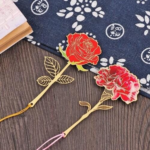 1Pc Chinese Style Metal Hollow Painted Bookmark Lotus Lotus Leaf Bookmark Creative Stationery Fine Holiday Gifts Art Accessories