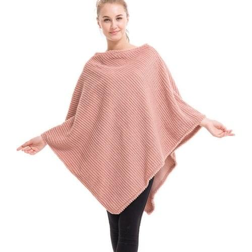 2021 Loose Large Cape Autumn Winter Poncho Women Wool Solid Fur Pullover White Black Pink Cloak Outwear