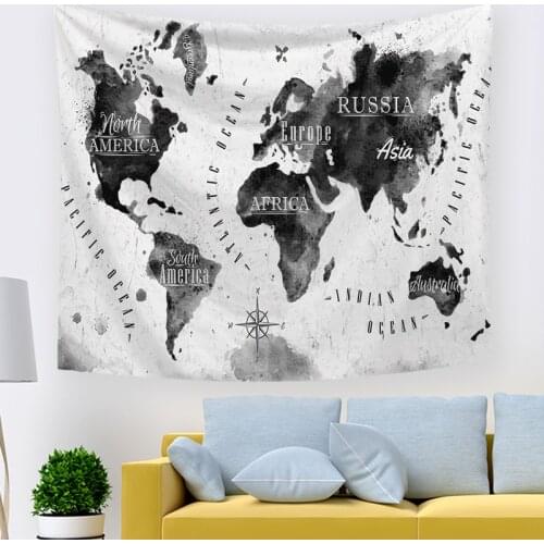 2021Hawkalice Hippie World Map Tapestry Wall Hanging Outdoor Wall Art For Living Room World Map Wall Decor Paintings For Bedroom