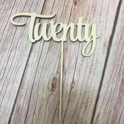5pcs hot sale twenty wood number happy birthday cake topper decor topper cake