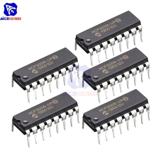 5PCS/Lot IC Chip MCP3008-I/P MCP3008 8-Channel 10-Bit A/D Converters SPI DIP16 Original Integrated Circuit for Respberry Pi