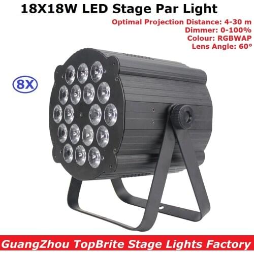 8Pcs/Lot 18X18W High Power LED Flat Par Lights With 12 DMX Channels For DJ Party Disco Christmas Decoration Free Shipping