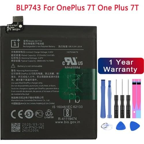 New Original Battery BLP743 3800mAh For Oneplus 7T One Plus 7T Phone Battery High Capacity OnePlus Phone Batteries Free Tools