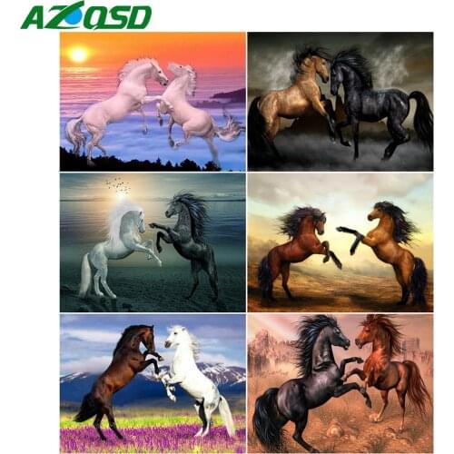 AZQSD 5D DIY Diamond Embroidery Horse Mosaic Handmade Gift Full Drills Diamond Painting Animals Needlework Home Decoration