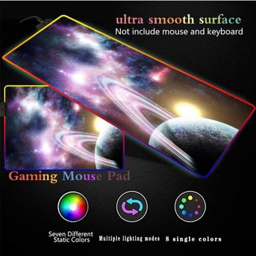 Space Planet Planetary Ring RGB Gaming Large Mouse Pad Gamer LED Computer Mousepad with Backlight XXL for Keyboard Mice Mat