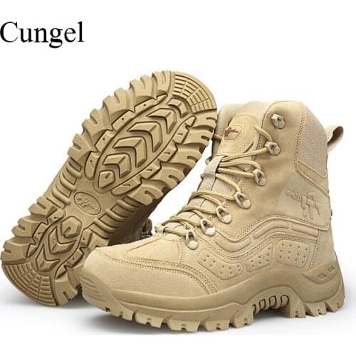 Cungel Outdoor Hiking shoes Sneakers men breathable waterproof Leather Boots Army Tactical boots Male Trekking Climbing Shoes