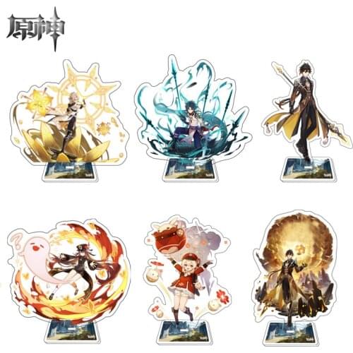 Game Figure Genshin Impact Diluc Venti Klee Zhongli Cosplay Acrylic Stand Model Plate Desk Decor Standing Sign figures Gift New