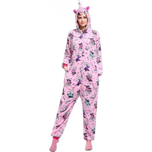 Unicorn Pegasus Animal Onesie Women Winter Stitch Panther Tiger Onesies Jumpsuits Nightwear Adult Flannel Sleepwear Pajamas