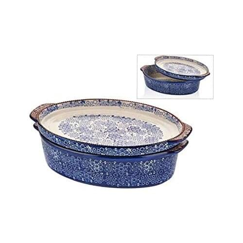 Cemile Blue Lid 34x22x3 cm Oven Container-Material: Ceramic Size: 34x22x3cm