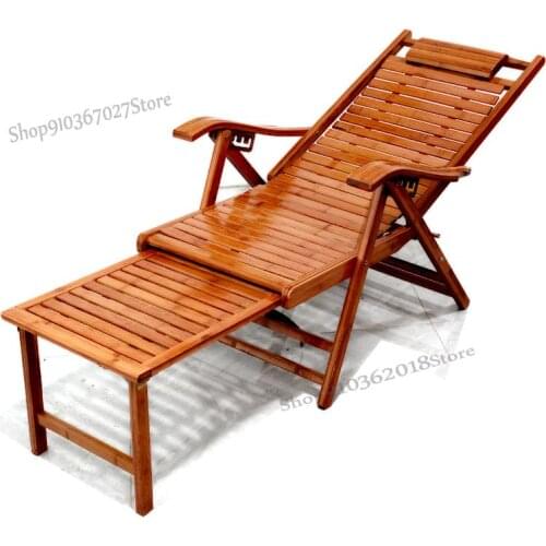 Recliner folding lunch break rocking chair household bamboo couch Lazy old man modern solid wood back chair