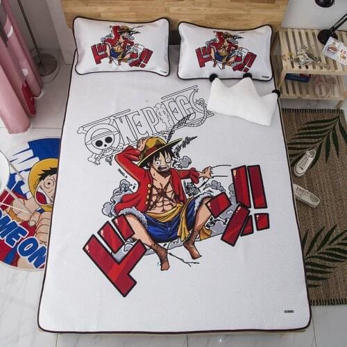 Easy-to-clean One Piece Nami Sexy Printing Foldable Summer Cool Sleeping Mat Pillowcase Ice Silk Mattress Sheet Household Use