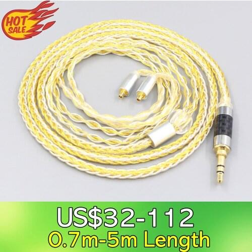 LN007296 8 Core OCC Silver Gold Plated Braided Earphone Cable For Dunu T5 Titan 3 T3 (Increase Length MMCX)